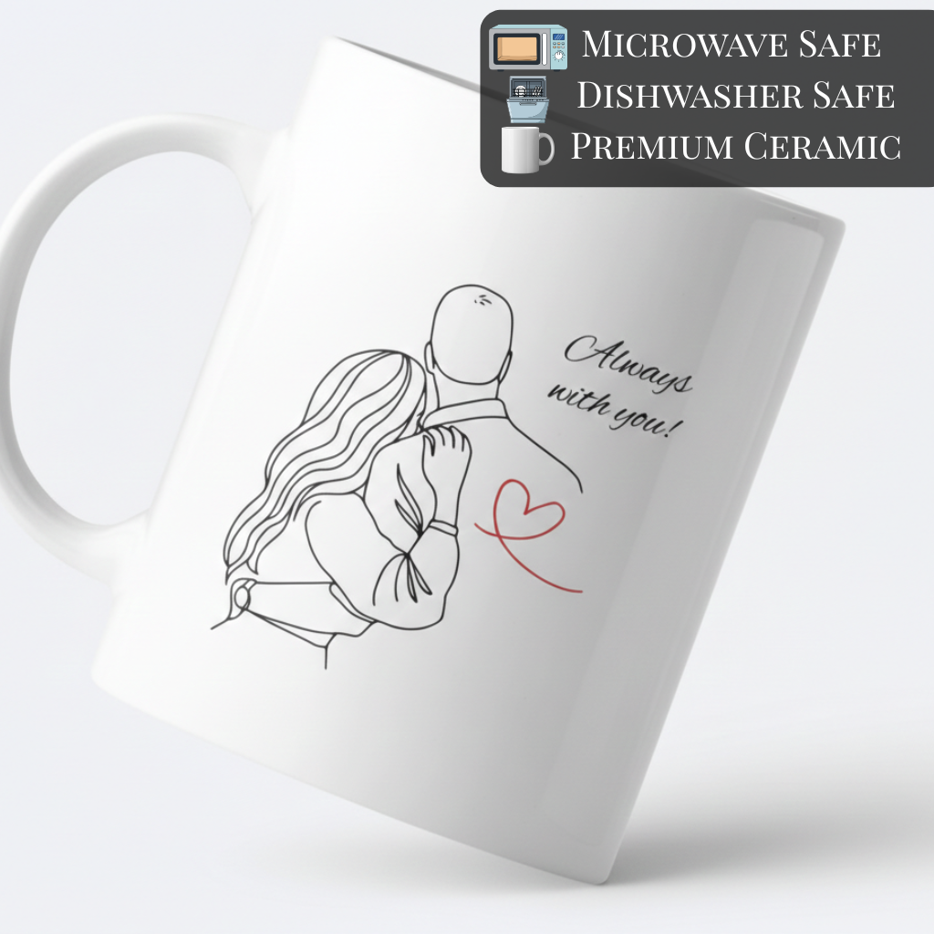 Yavnica Valentine’s Day Coffee Mug 330 ml – White Ceramic Mug for Couples | Romantic Gift for Girlfriend, Boyfriend, Wife & Husband